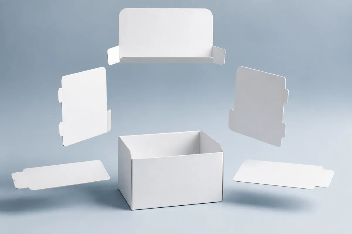 Mockup de boîte 3D interactif dans le navigateur — dimensions personnalisées, illustrations par face et aperçu d’emballage